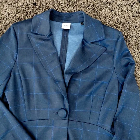Cabi Women's Checkout Blazer 10 Jacket Sunset Kiss Blue Check Kick Pleat‎ Career - Picture 3 of 13